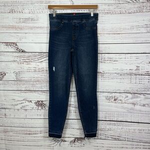 Spanx Blue Distressed Raw Hem Denim Jeans